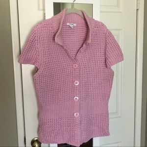 Women’s Cable-knit short sleeve button up Sweater
